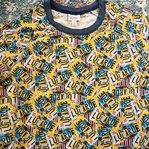 LuLaRoe license plate shirt- retro. Euc
